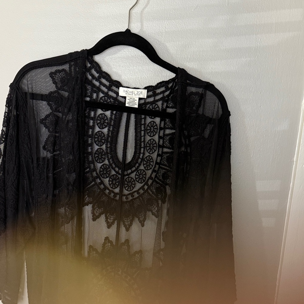 Rachel Zoe Sheer Black Lace Blouse